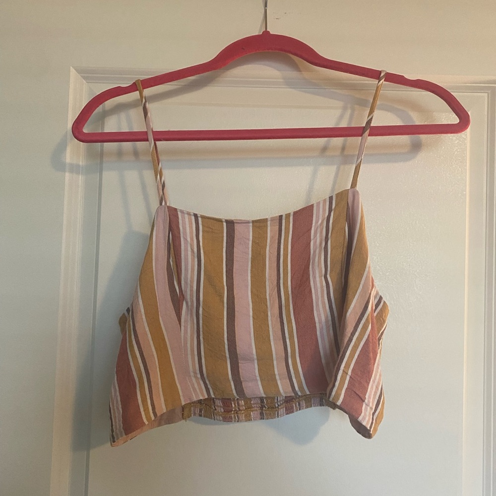Pink & Yellow Striped Crop Top
